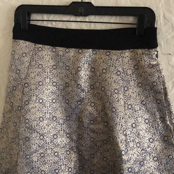 Narcisco Rodriguez for Design Nation Blue Gold Brocade Skirt 4 - Picture 4 of 9